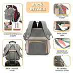 ROSEGIN Mochila para pañales para bebé con cambiador, funda para ch...