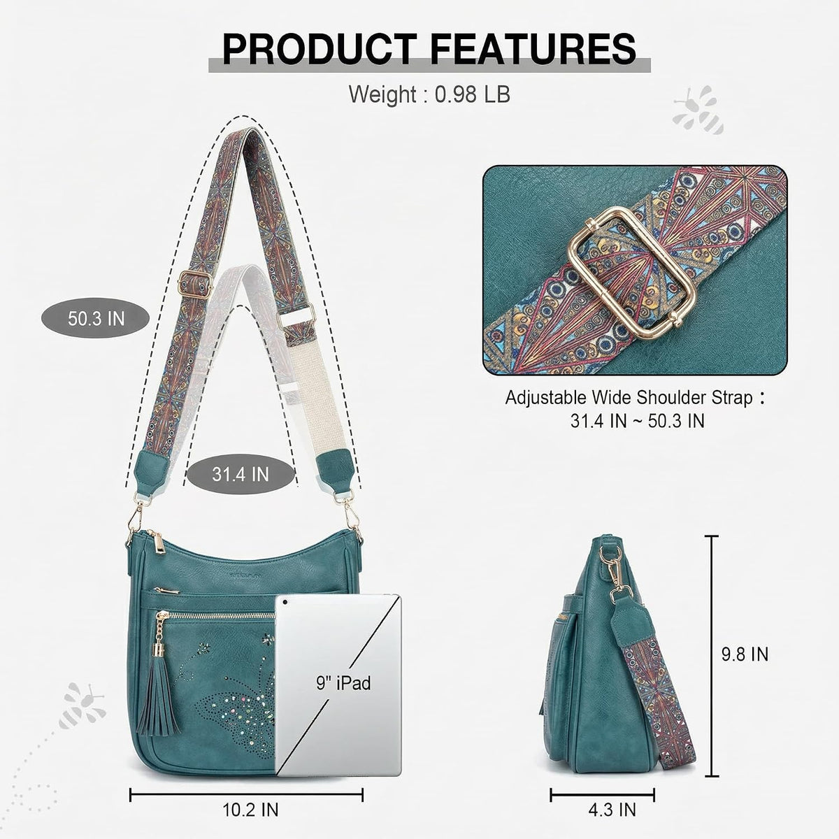 KITEVIUN - Bolsos tipo bandolera medianos para mujer, modernos, bol...