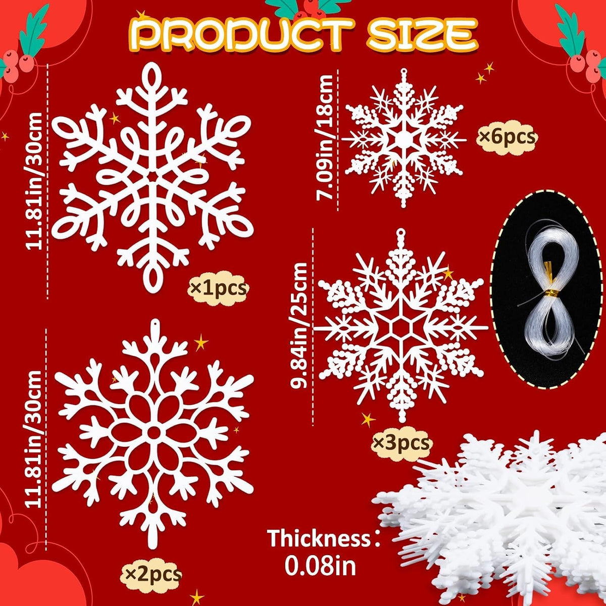kockuu Decoraciones grandes de copos de nieve colgantes de Navidad...