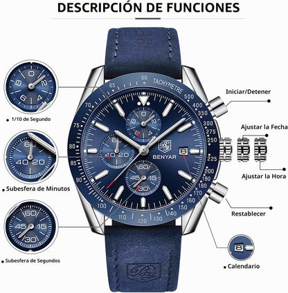 BENYAR Reloj para hombre analógico cronógrafo de cuarzo, impermeabl...