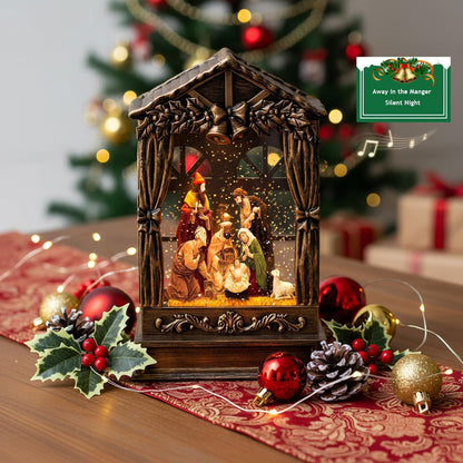 Nativity - Globo de nieve, linterna de Navidad iluminada musical co...