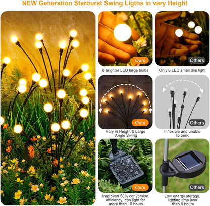 ASMAD Luces solares para exteriores (paquete de 8 - 64 LED), luces...