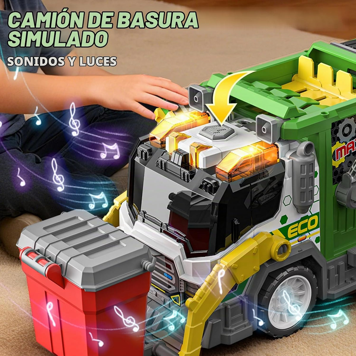 BLUEYAK - Camión de basura grande para niños, limpiador ECO City co...
