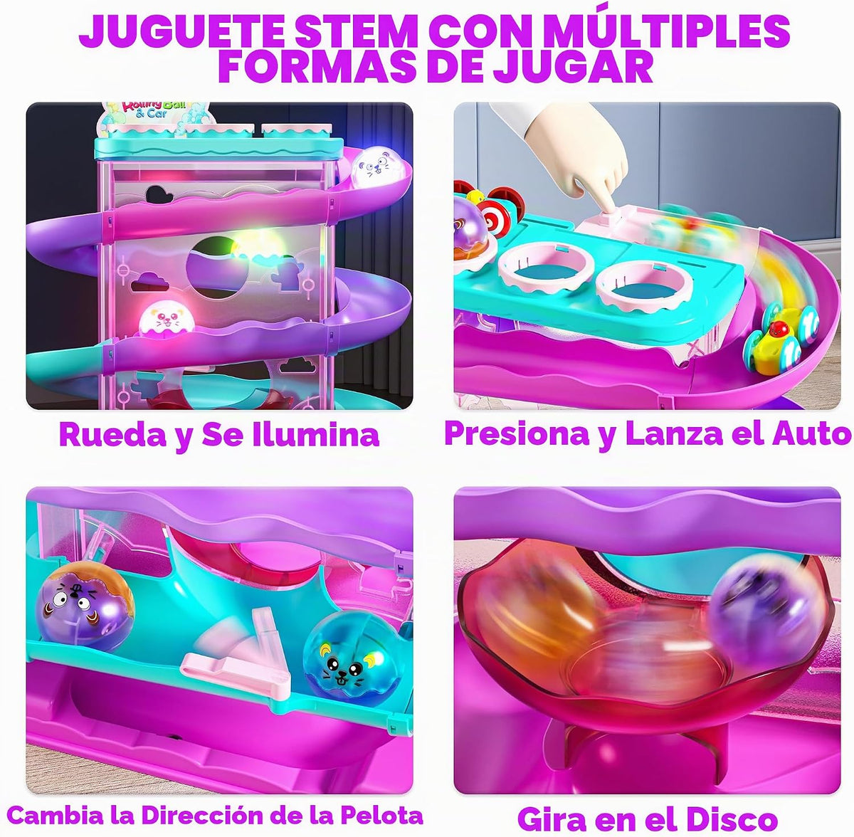 Juguete Montessori 2 en 1 de pista de carreras para niños pequeños...