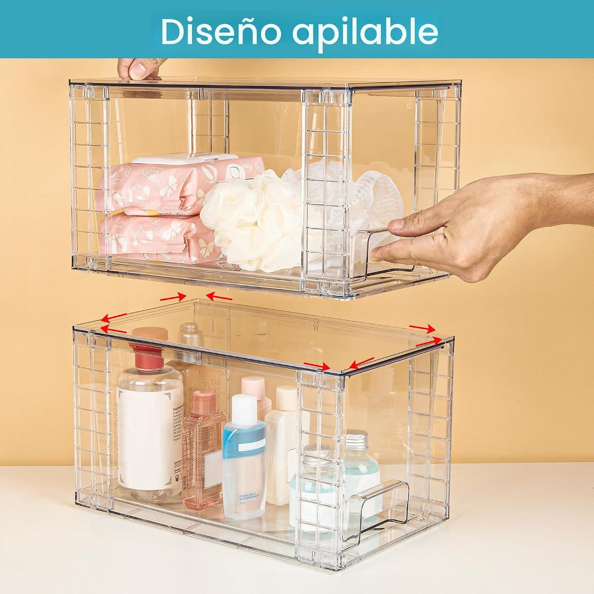 Vtopmart Paquete de 4 cajones de almacenamiento apilables grandes |...