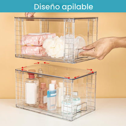 Vtopmart Paquete de 4 cajones de almacenamiento apilables grandes |...