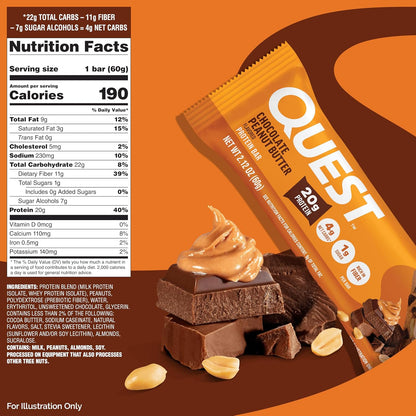 Quest Nutrition Barras de mantequilla de maní de chocolate, 0.71 oz...
