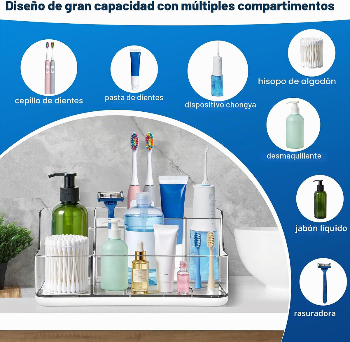 Caja de almacenamiento de cosméticos blanca para tocador y mostrado...