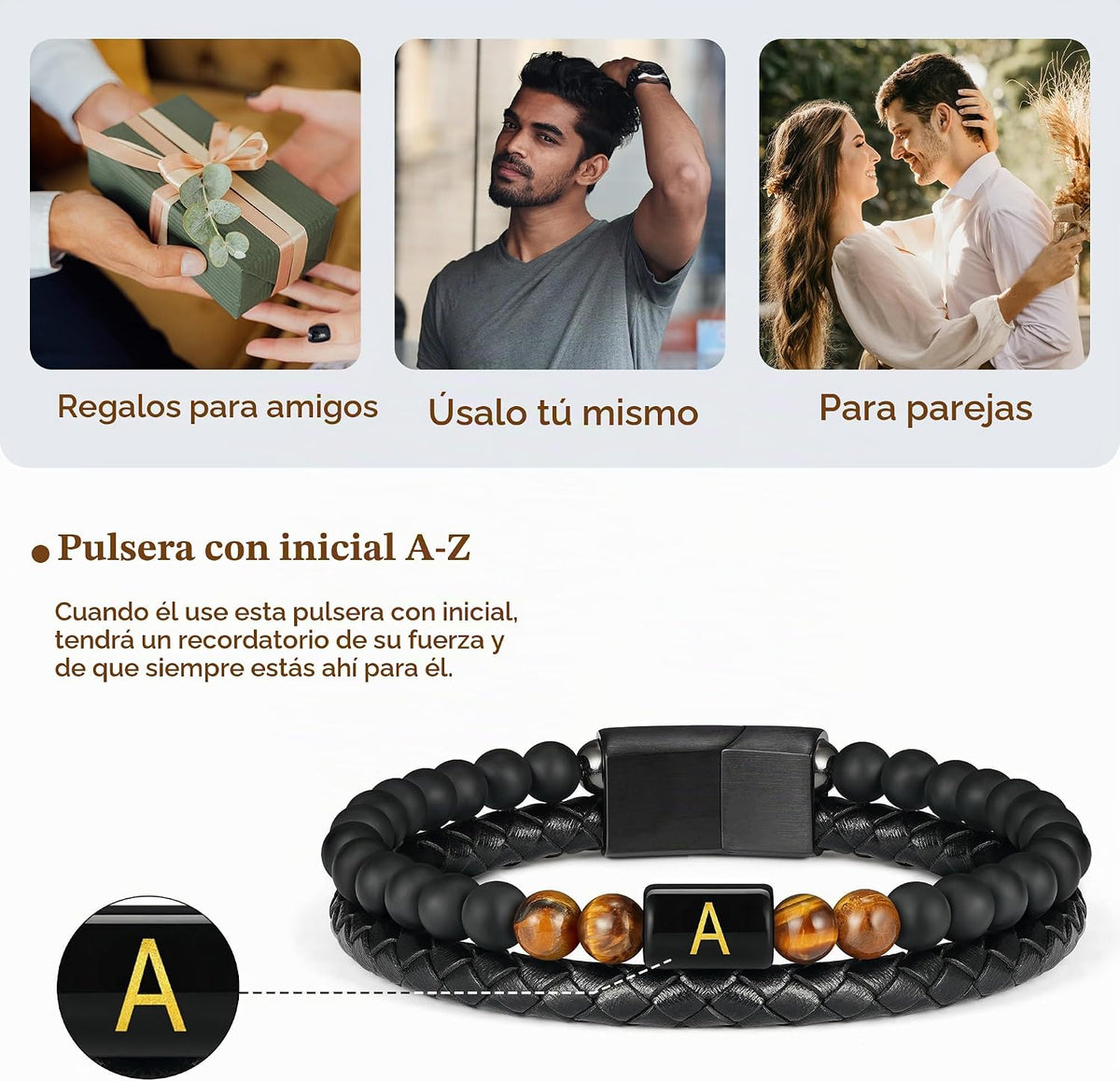 LUXEJEW Regalos para Hombres – Pulsera para Hombre, Pulsera con Ini...