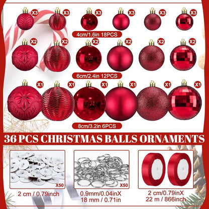 Relaxgiant 36 bolas de Navidad para techo, color burdeos | Tamaños...