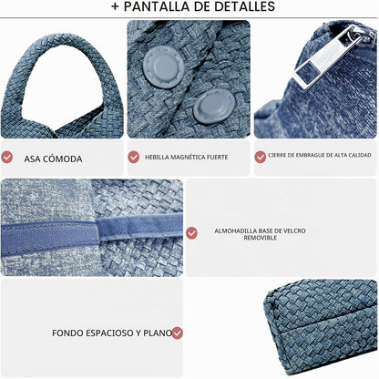 Bolso de mano de mujer con asa superior de cuero vegano tejido a ma...