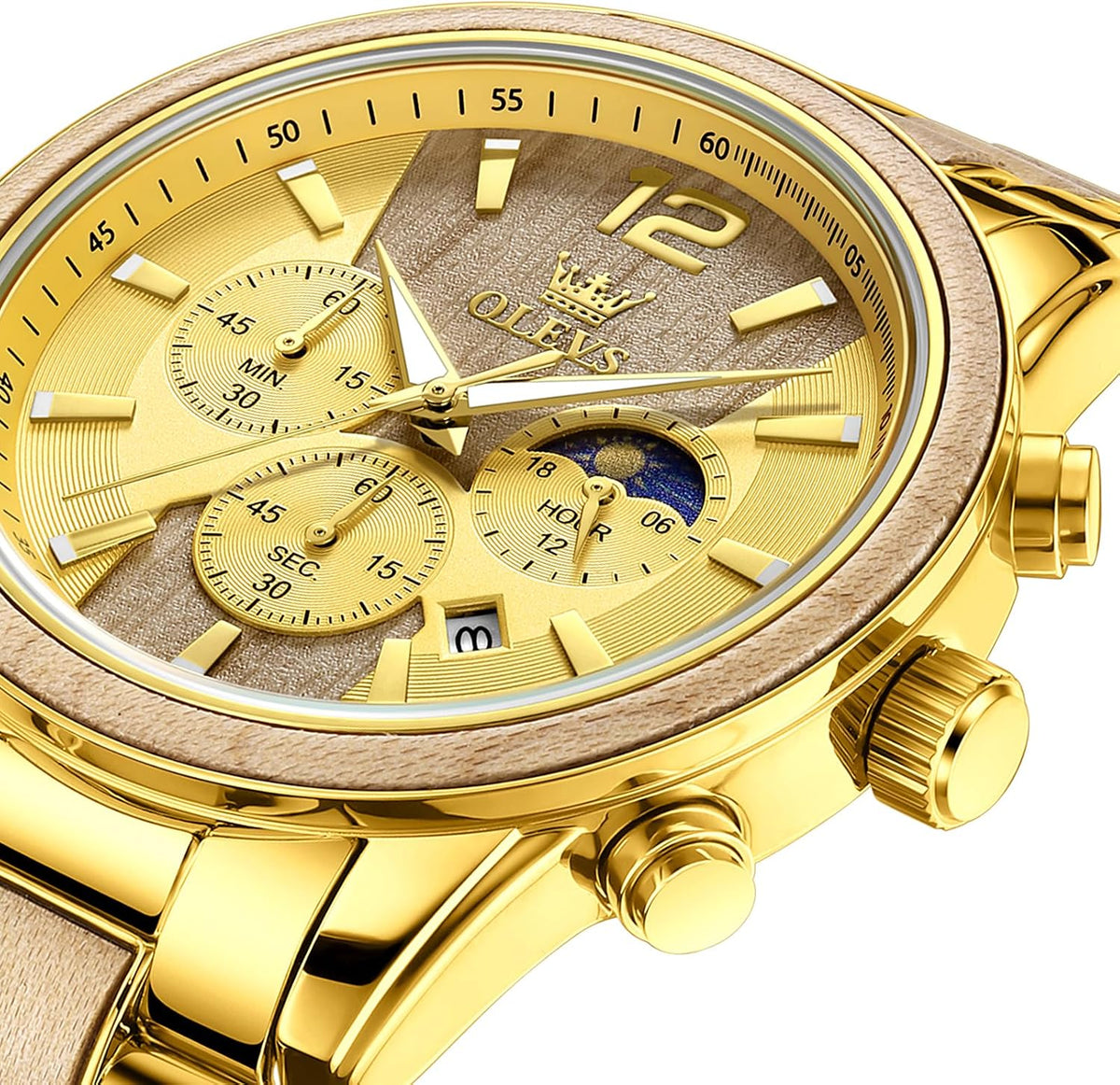 OLEVS Relojes de pulsera analógicos de cuarzo para hombre, cronógra...