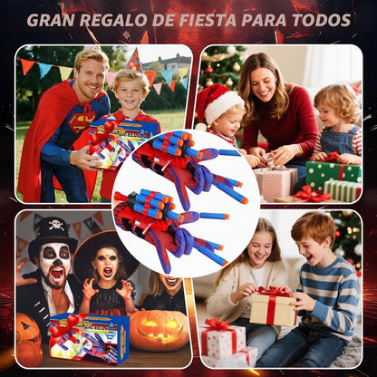 2 juegos de tiradores de telaraña, decoraciones de fiesta de Hallow...