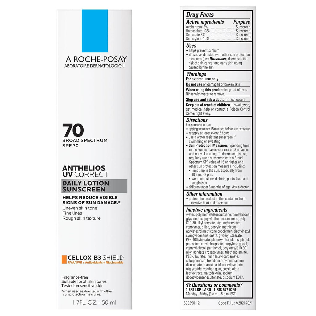 La Roche-Posay Anthelios UV Correct SPF 70 Face Sunscreen &amp; Lot...