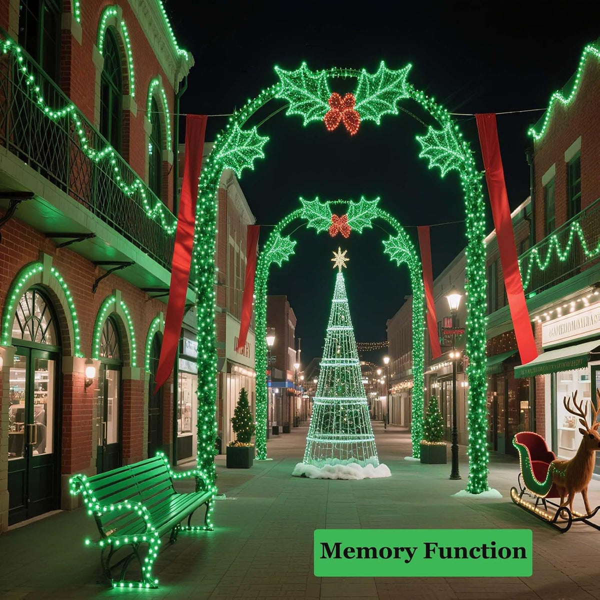 Tcamp 500 luces LED verdes de Navidad de 164 pies, 8 modos, tempori...