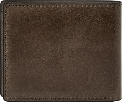 Fossil Derrick - Cartera para hombre, de piel con bloqueo RFID, ple...
