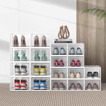 Paquete de 12 cajas de almacenamiento de zapatos apilables de plást...