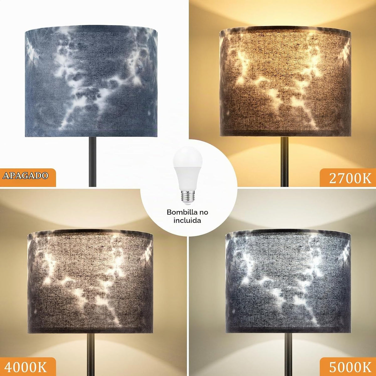 Ambimall Lámpara de pie moderna de 60 pulgadas con pantalla, lámpar...