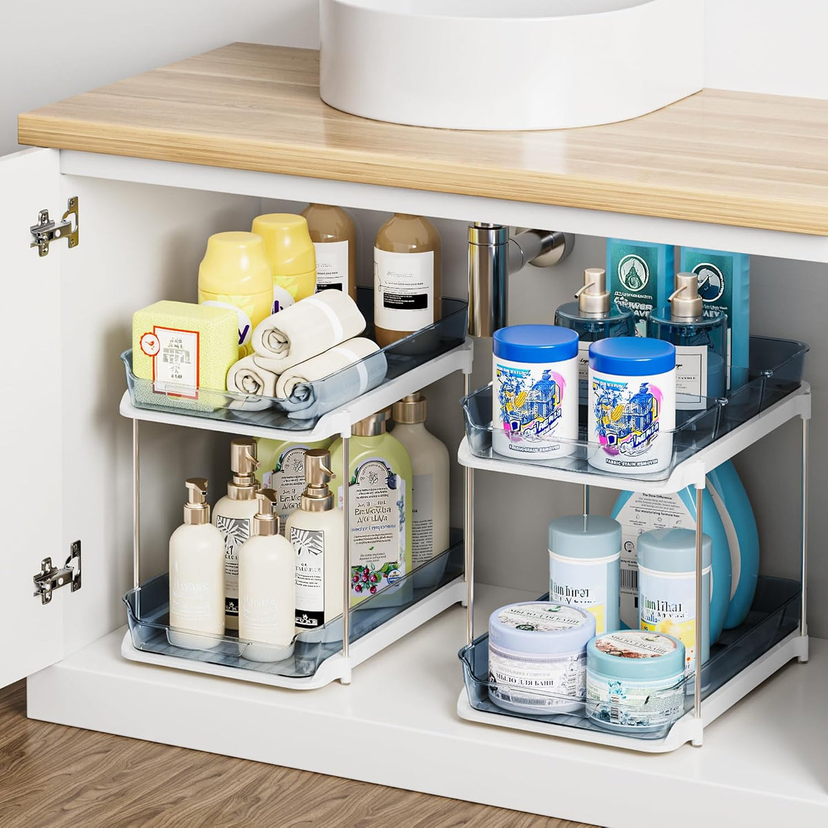 Delamu Organizadores y almacenamiento multiusos de 2 niveles para d...