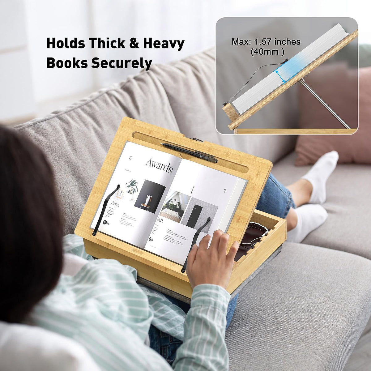 AboveTEK Escritorio ajustable para laptop y soporte para libros par...