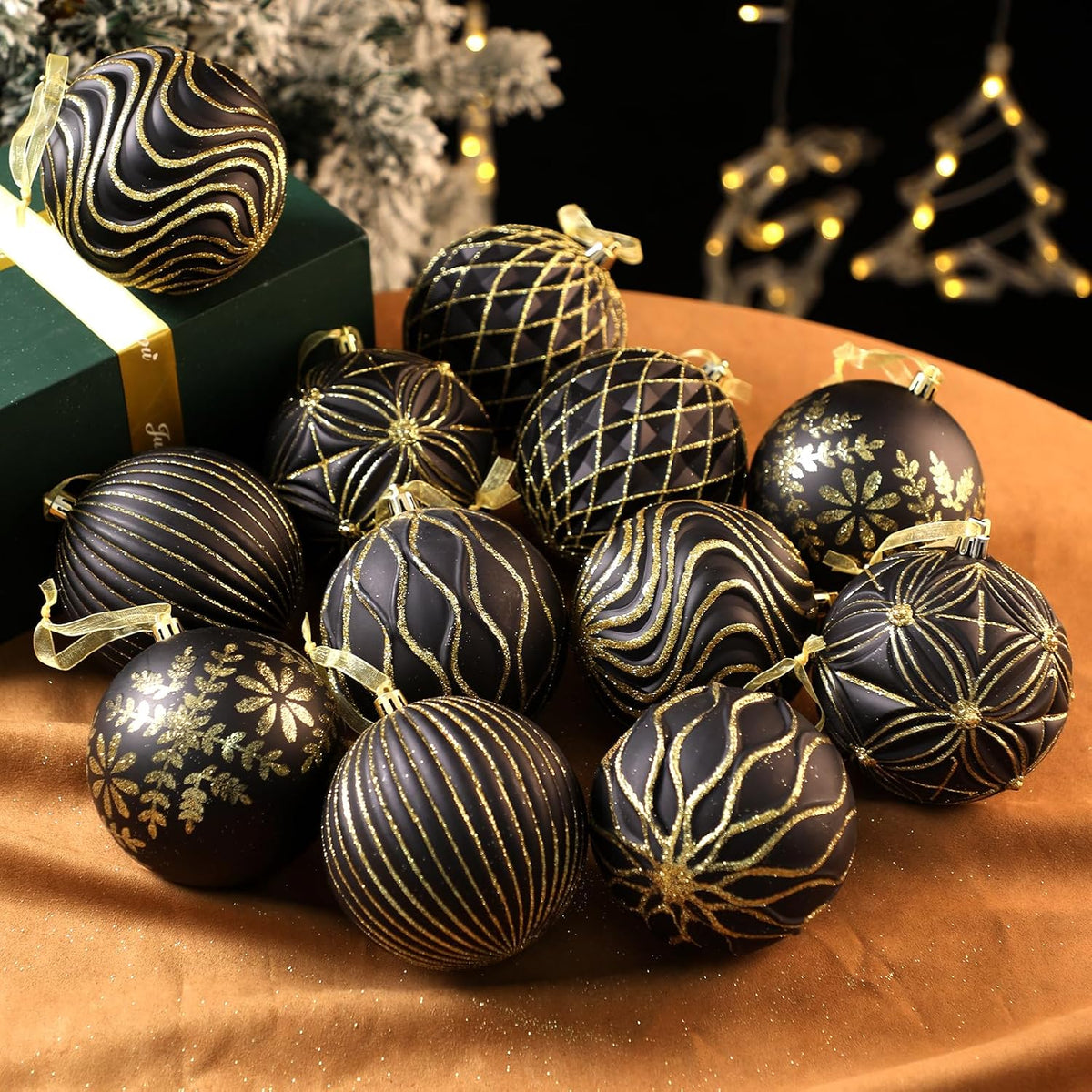 Lanpn 12 piezas bolas de Navidad grandes de 4 pulgadas, decoracione...