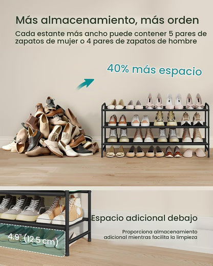 SONGMICS Zapatero largo, organizador de zapatos de 3 niveles, con c...