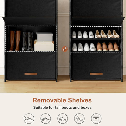 UNITSTAGE Zapatero de 7 niveles con puerta, almacenamiento de 28 pa...