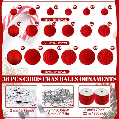 Relaxgiant 36 bolas de Navidad para techo, terciopelo rojo | Tamaño...