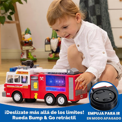 JOYIN - Camión de bomberos LED de juguete - Proyecciones LED y sire...