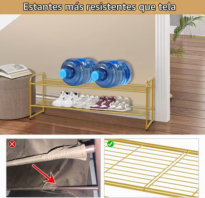 KEETDY Zapatero largo de 2 niveles para armario, organizador de zap...