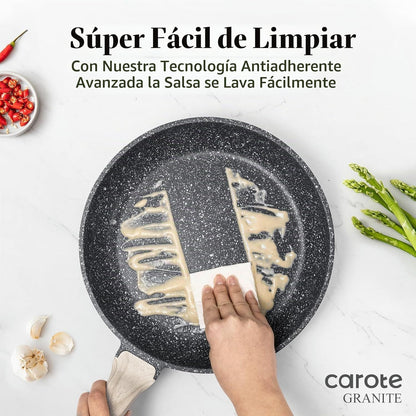 CAROTE - Juego de utensilios de cocina antiadherentes, ollas y sart...