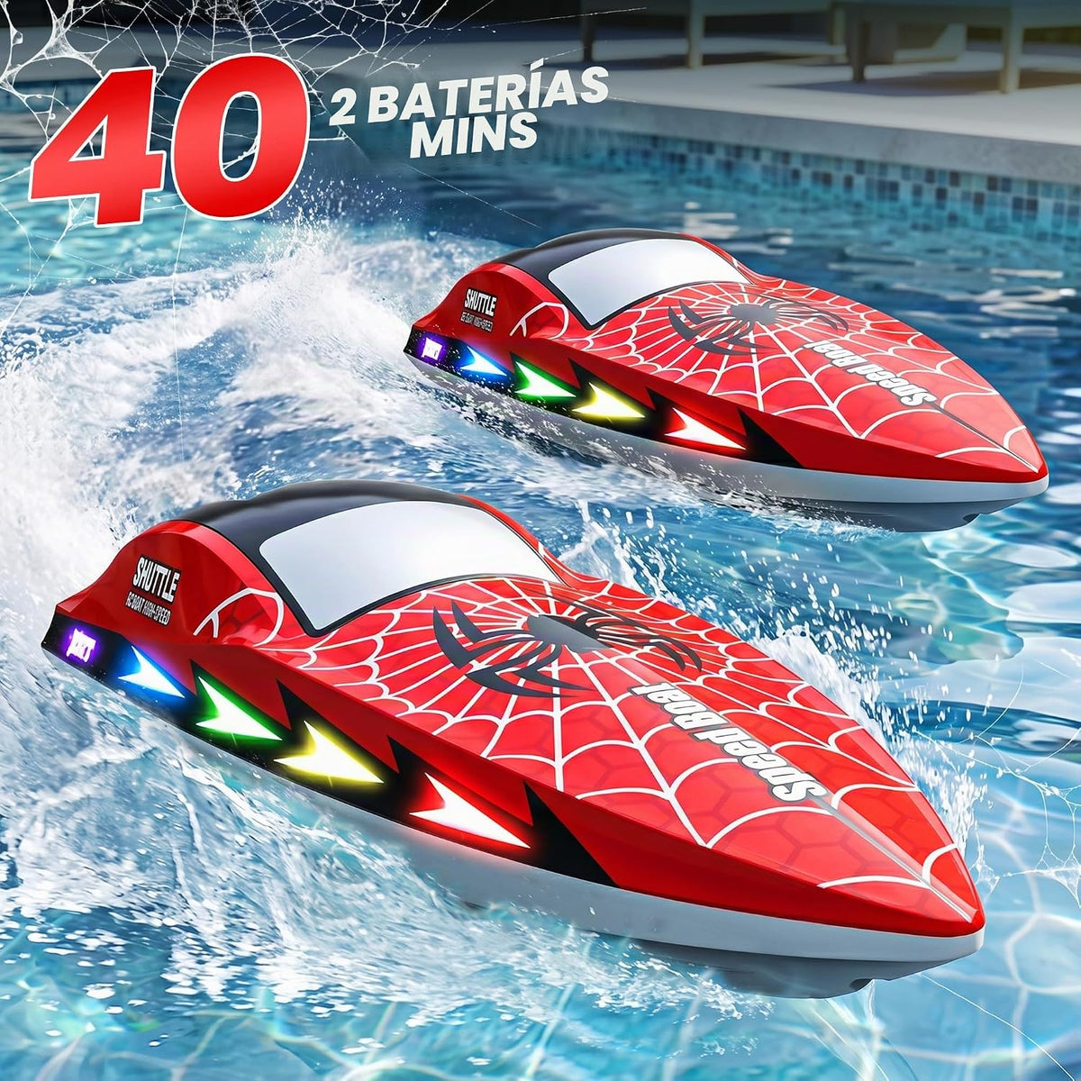 Barco RC para niños Barco de control remoto 2.4Ghz con 7 luces LED...