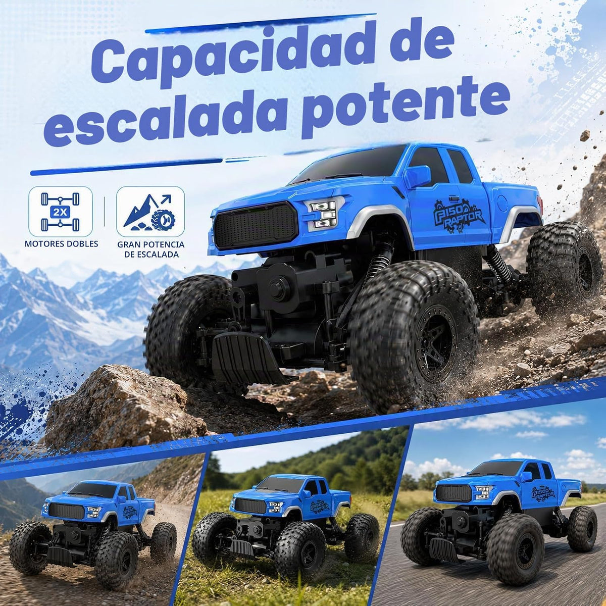 DOUBLE E Ford Raptor F150 Coche de Control Remoto 4WD Camiones Mons...