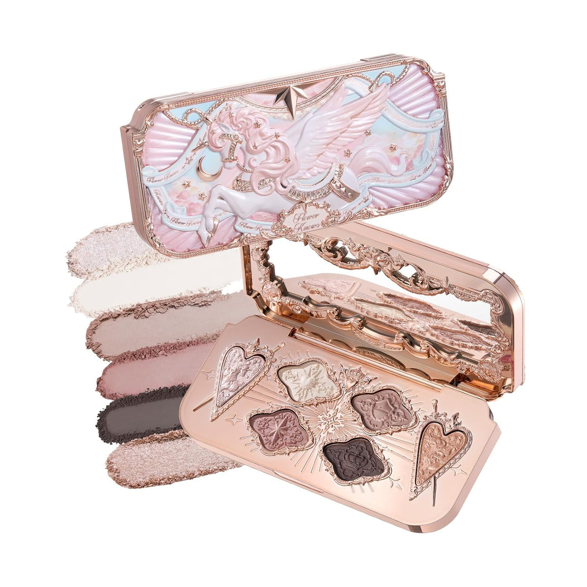 Flower Knows Knight Unicorn - Paleta de maquillaje satinado de 6 co...