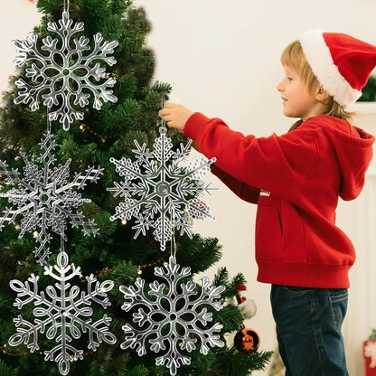 12 adornos grandes de copos de nieve transparentes de 12 pulgadas c...