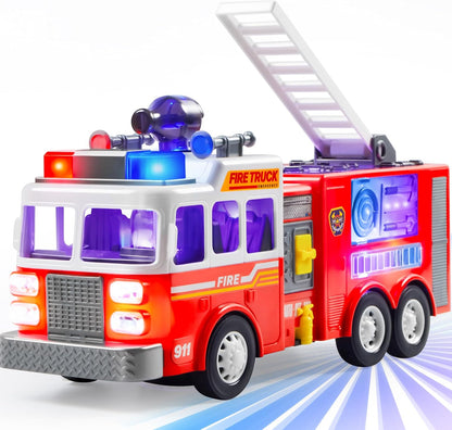 JOYIN - Camión de bomberos LED de juguete - Proyecciones LED y sire...