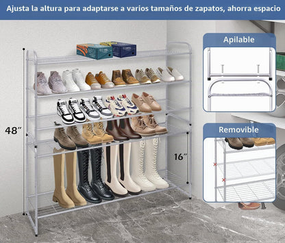KEETDY Zapatero de 3 niveles de largo para armario, organizador de...