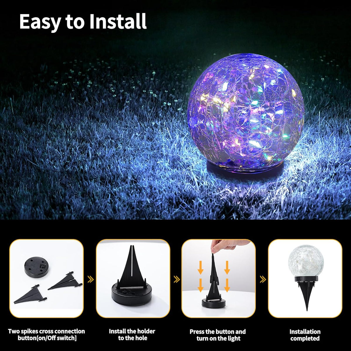 JKIMK Luces solares de globo para exteriores, impermeables, bolas s...