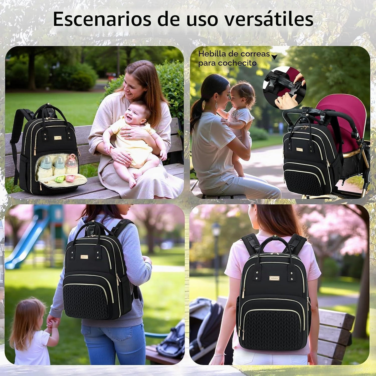 AIJIEKE Mochila para pañales, Mochila para pañales multifuncional g...