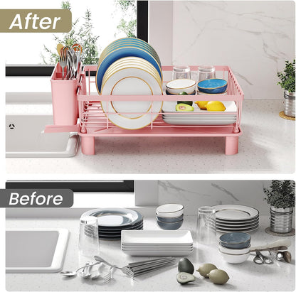 SNTD Escurridor de platos para encimera de cocina pequeña, 11 pulga...