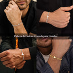 M MOOHAM Pulsera de cruz chapada en oro\/plata de 14 quilates para...