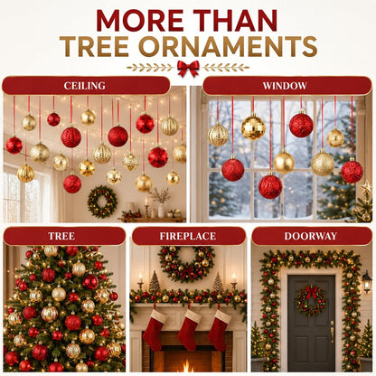 Relaxgiant - 36 bolas de Navidad para techo, color rojo y dorado |...
