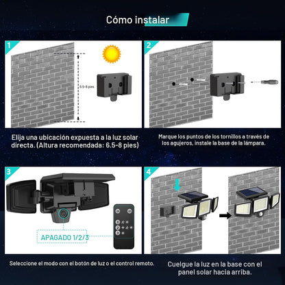 Tuffenough Luces solares para exteriores de 2500 lm, 210 luces LED...