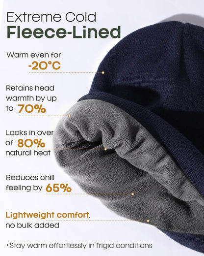 FURTALK Gorro de invierno con forro polar para hombre, doble capa,...
