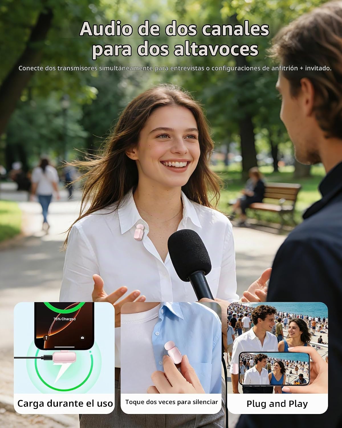 Blinfada Mini 2 micrófonos inalámbricos Lavalier para iPhone 16\/17...