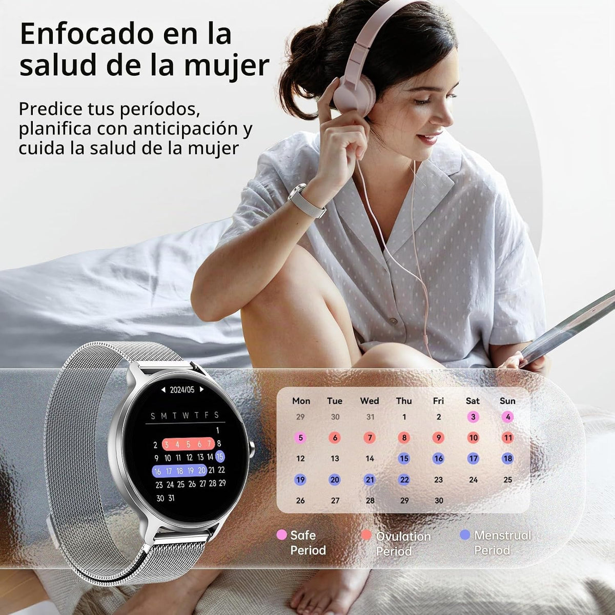 Reloj inteligente para mujer, reloj inteligente AMOLED HD de 1.27 p...