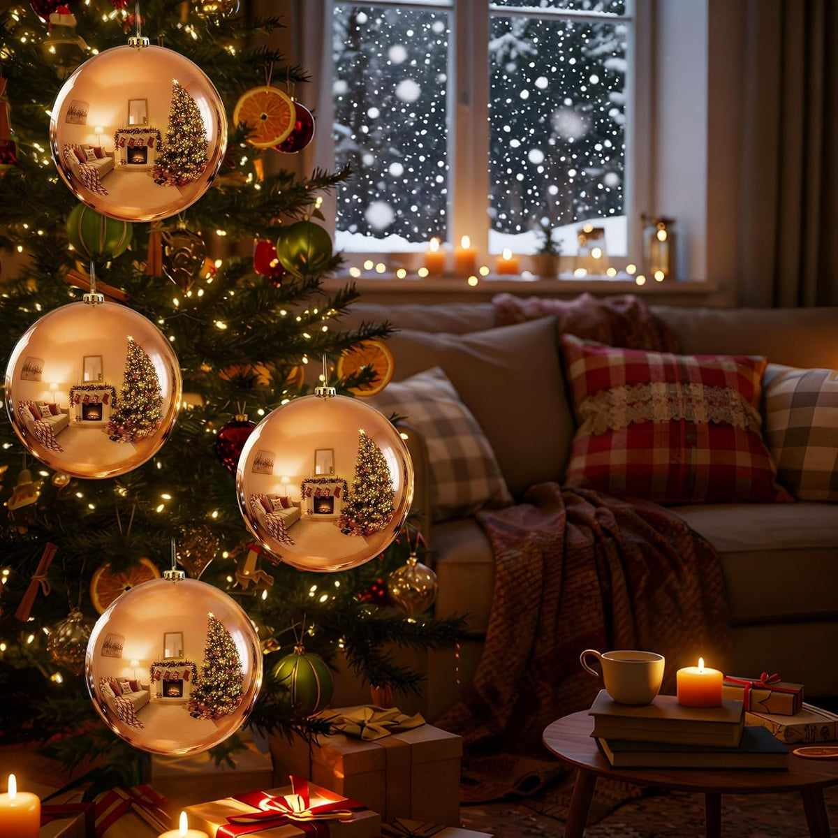 Zubebe 4 unidades de adornos de bola de Navidad extra grandes de 8&...
