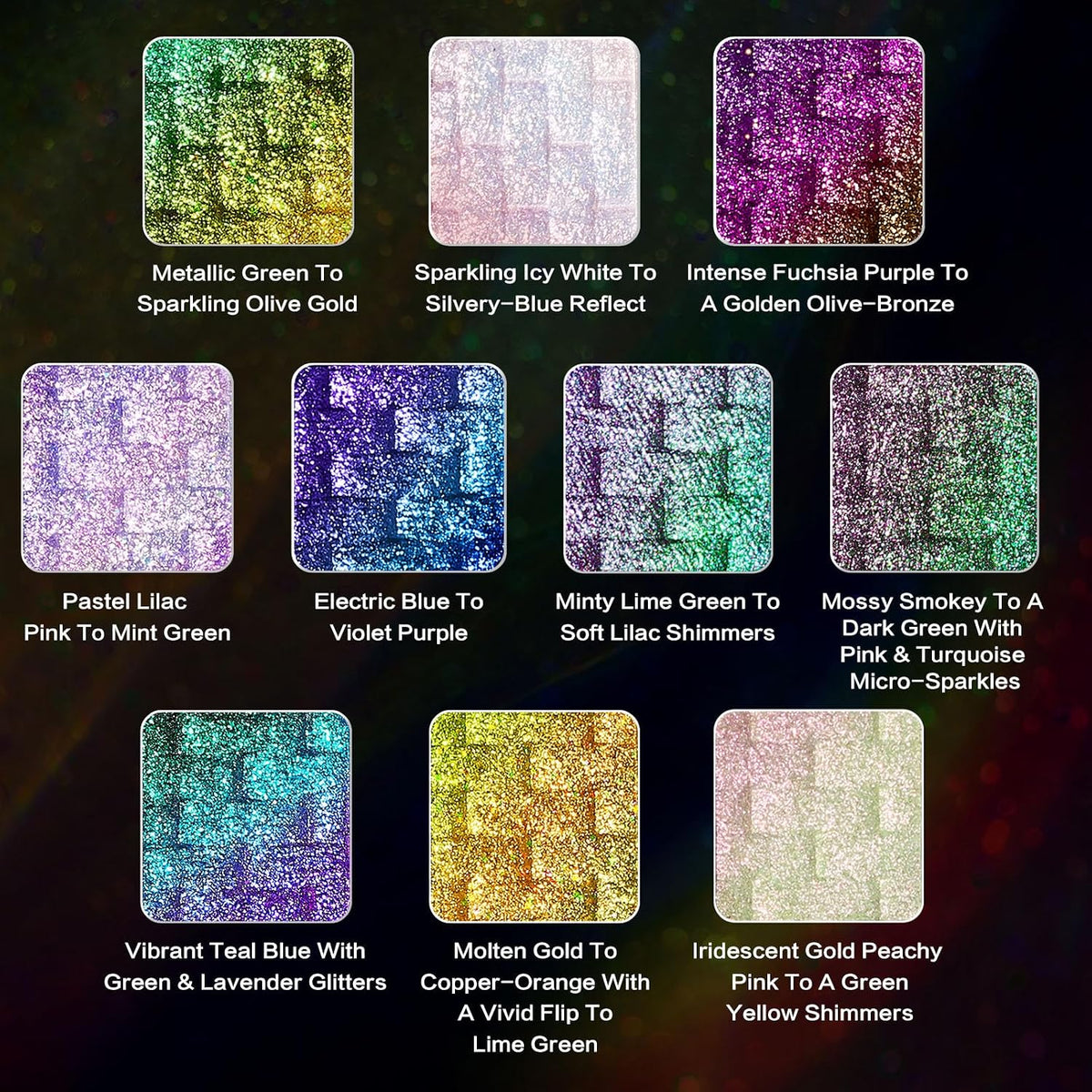 UCANBE Paleta de sombra de ojos multicromática camaleón, 10 colores...