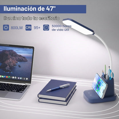 Sailstar Lámpara de escritorio LED con carga inalámbrica de 10 W y...