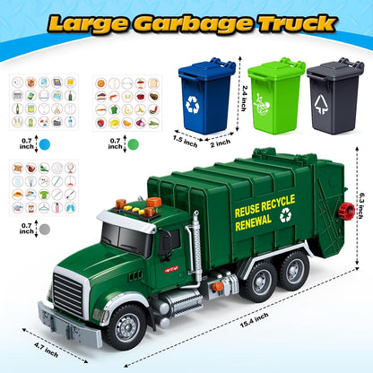 Juguetes para niños de 3, 4, 5, 6, 7, 8 años, camión de basura gran...